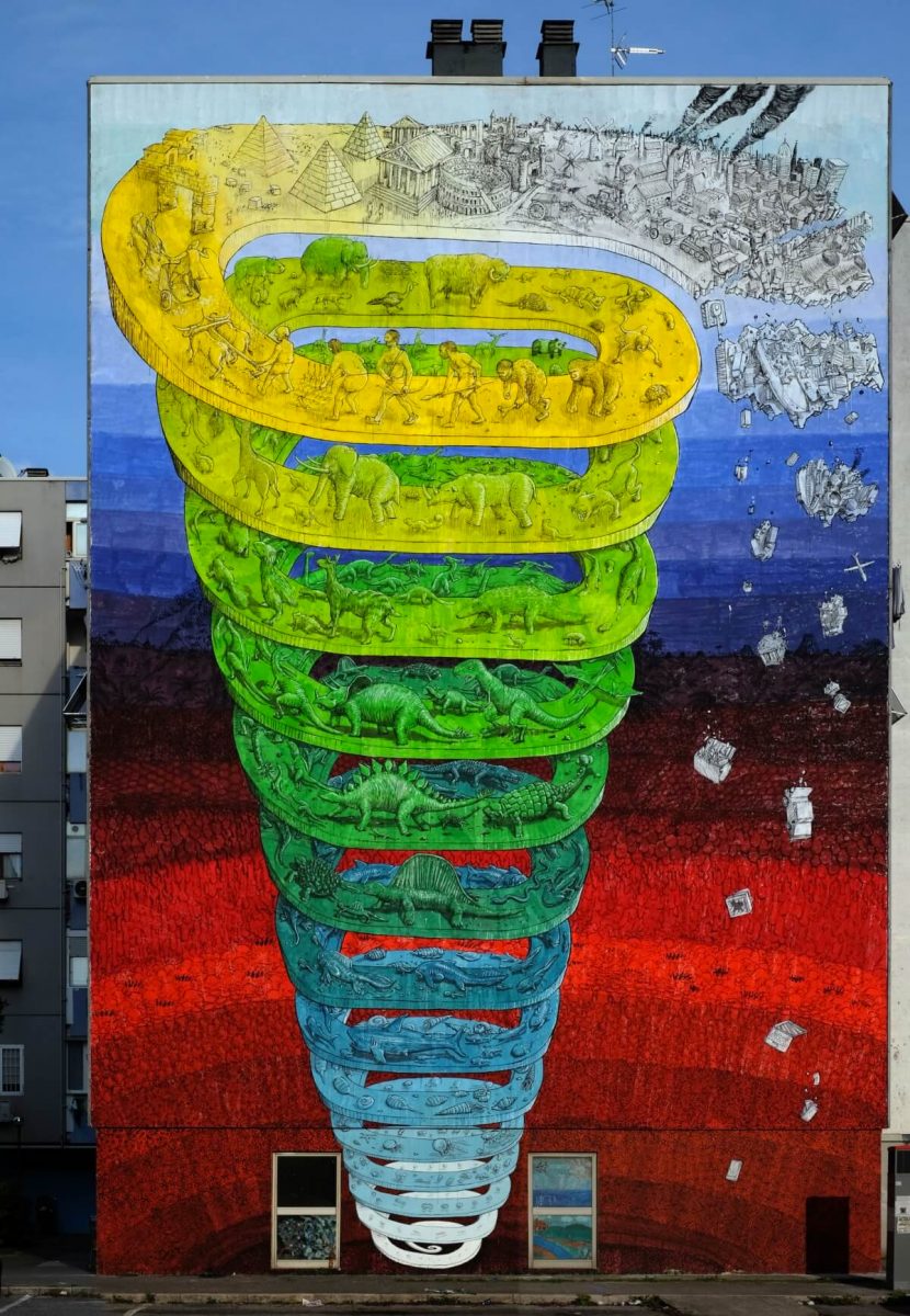 “Spirale della storia della terra” di Blu