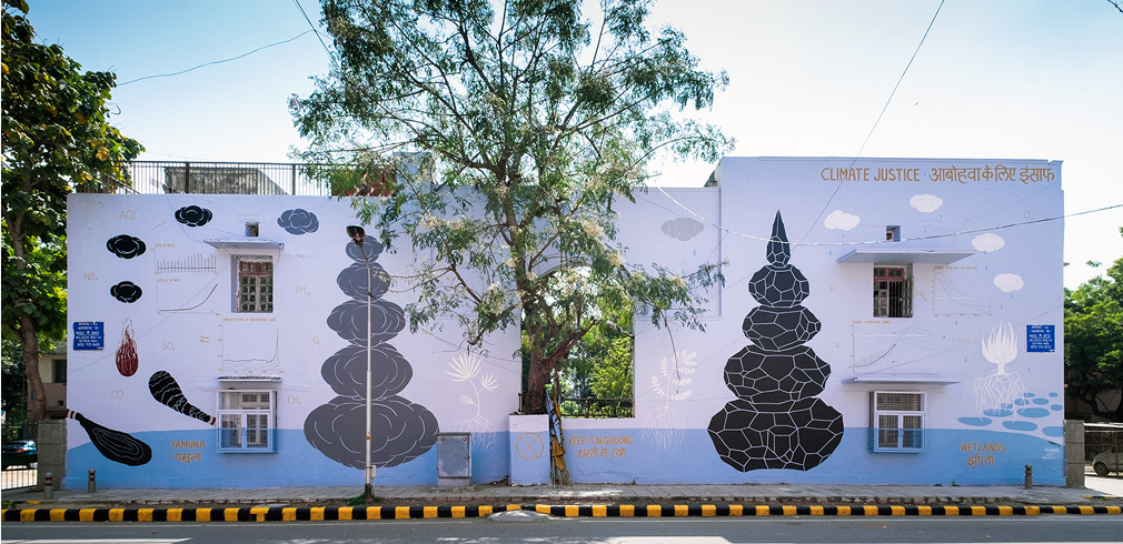 Il murales realizzato da Andreco a Nuova Delhi