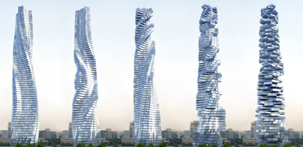 Le fasi della rotazione della Dynamic Tower di David Fisher